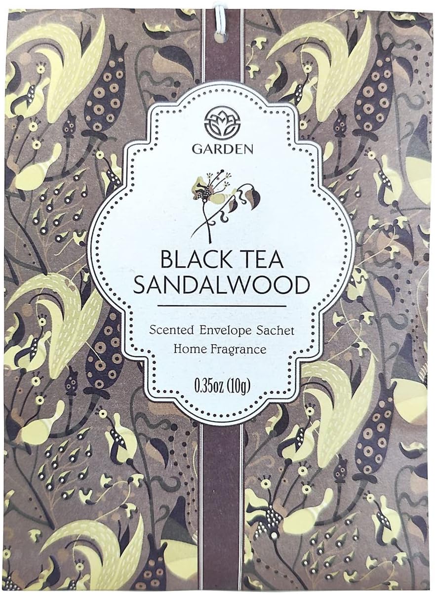 Scented Sachets - 12 Pack, Long-Lasting Home Fragrance Sachet Bags, Large Fresh-Scented Packets, Sachets for Drawers and Closets (Black Tea & Sandalwood)