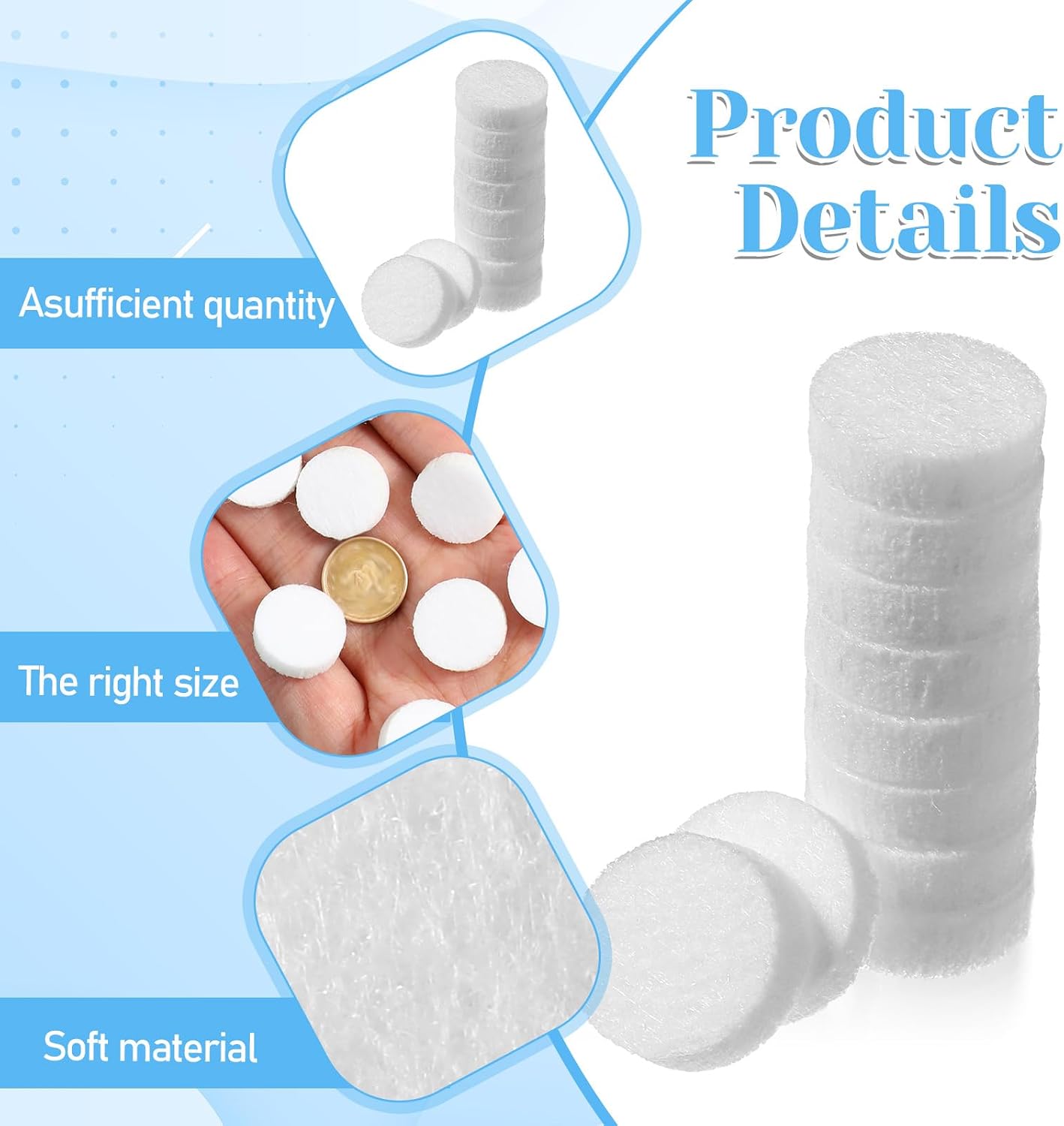 100 PCS Air Filter Scent Pads, 0.67in/17mm Essential Car Air Freshener Refill Felt Pads Unscented White Custom Car Airs Vent Clip Replacement Scent Pad Perfumes Refill Tablets for Cars Diffuser