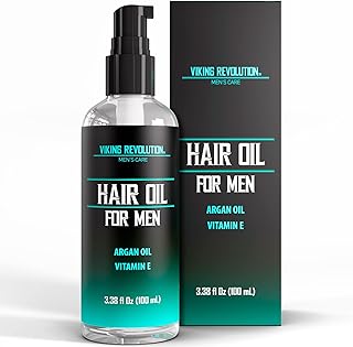 Viking Revolution Hydrating Hair Oil for Men - Mens Hair Oil Men with Vitamin E Dry Hair Oils with Argan Oil - Sunflower Seed Oil Hair Serum Repair, Hidrate Hair Treatment Oils (3.38 fl Oz)