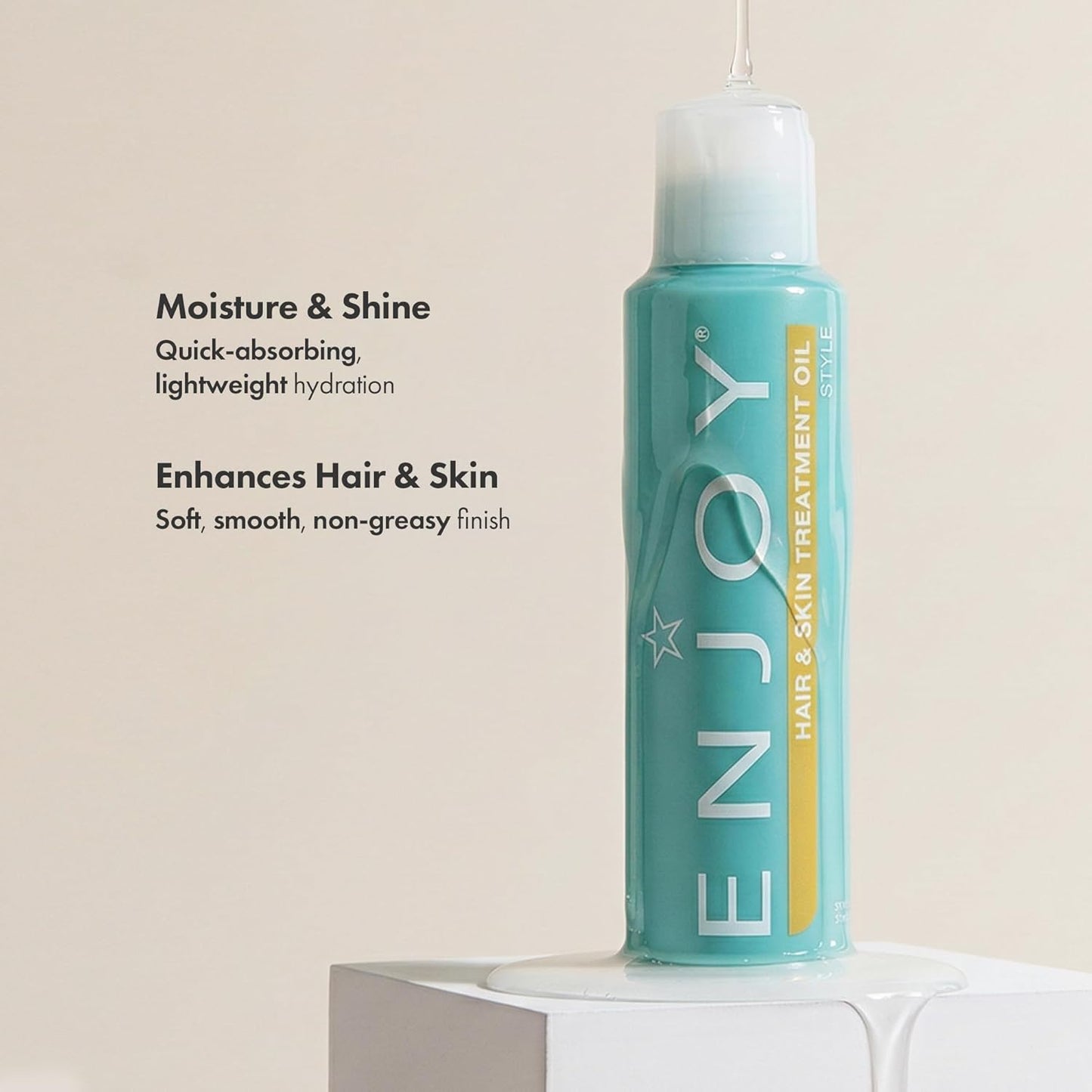 Enjoy Hair & Skin Treatment Oil, Quick-Absorbing Argan and Linseed Oil Blend, Weightless Hydration and Faster Drying Time for Hair and Body, 3.4 Oz