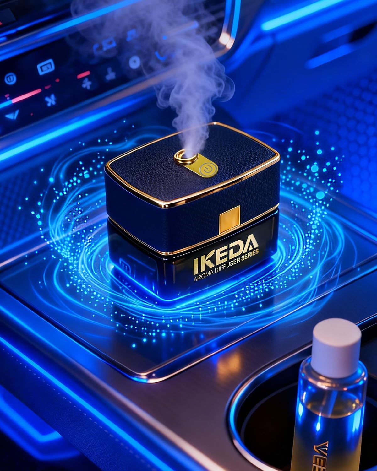 Smart Car Air Fresheners | Luxury Car Aroma Diffuser | with 120ml Long Lasting Perfume | Auto On/Off Car Diffuser | Mini Cube Diffuser for Car, Home by Ikeda (Black)