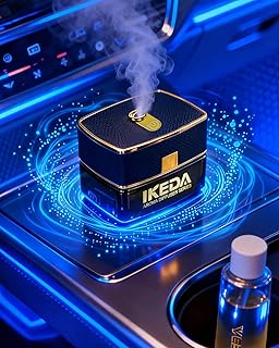 Smart Car Air Fresheners | Luxury Car Aroma Diffuser | with 120ml Long Lasting Perfume | Auto On/Off Car Diffuser | Mini Cube Diffuser for Car, Home by Ikeda (Black)