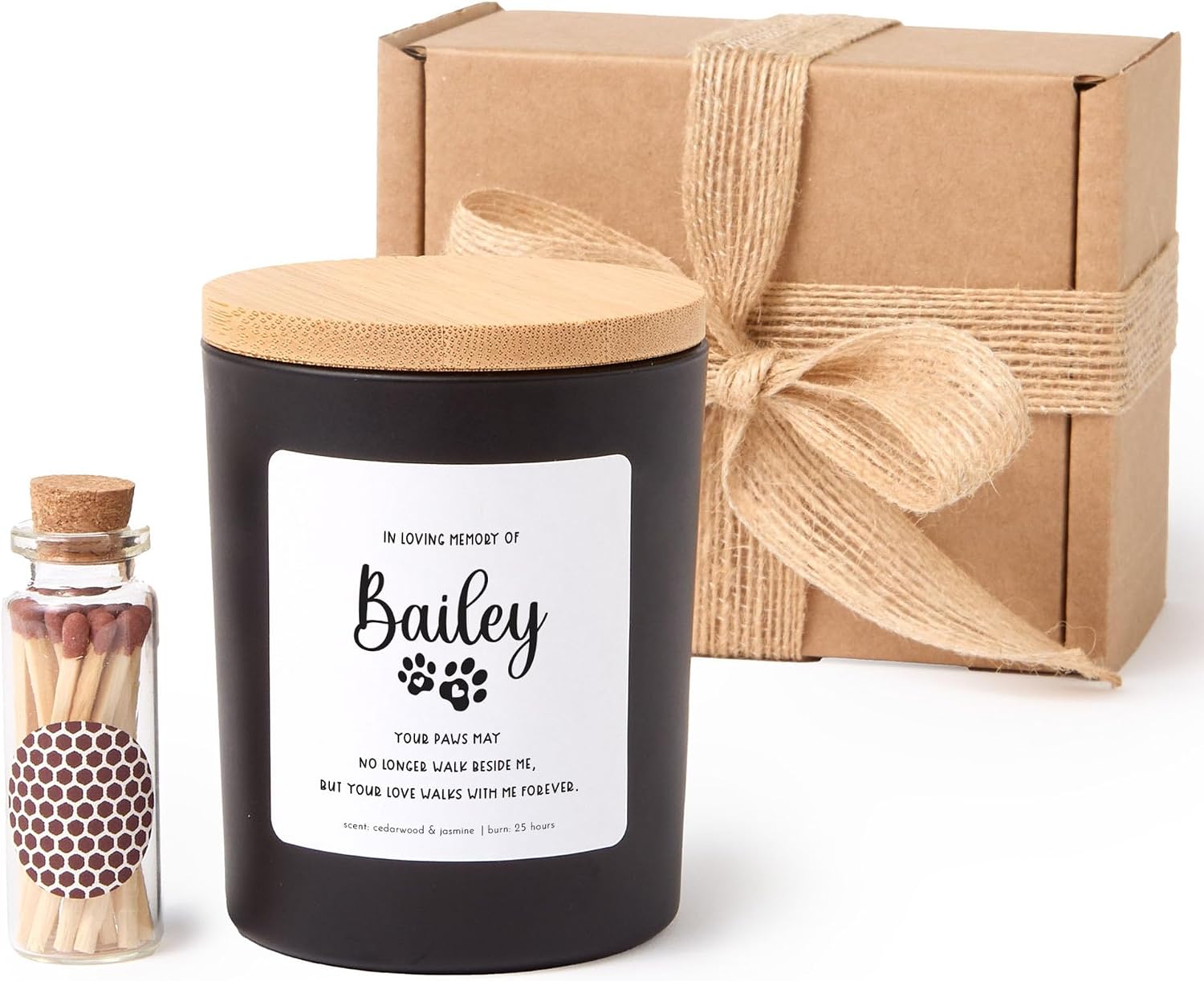 Pet Memorial Candle with Matches | in Loving Memory of Dog or Cat | Personalized Remembrance Gift-Black/Cozy Winter Night