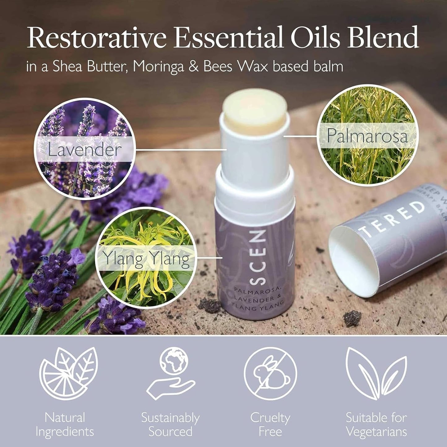 Scentered Aromatherapy Balm Stick - Sleep Well Lavender Essential Oil Roll On to Help Sleep - All Natural Sleep Aid with Palmarosa & Ylang Ylang - Aromatherapy Gifts for Women