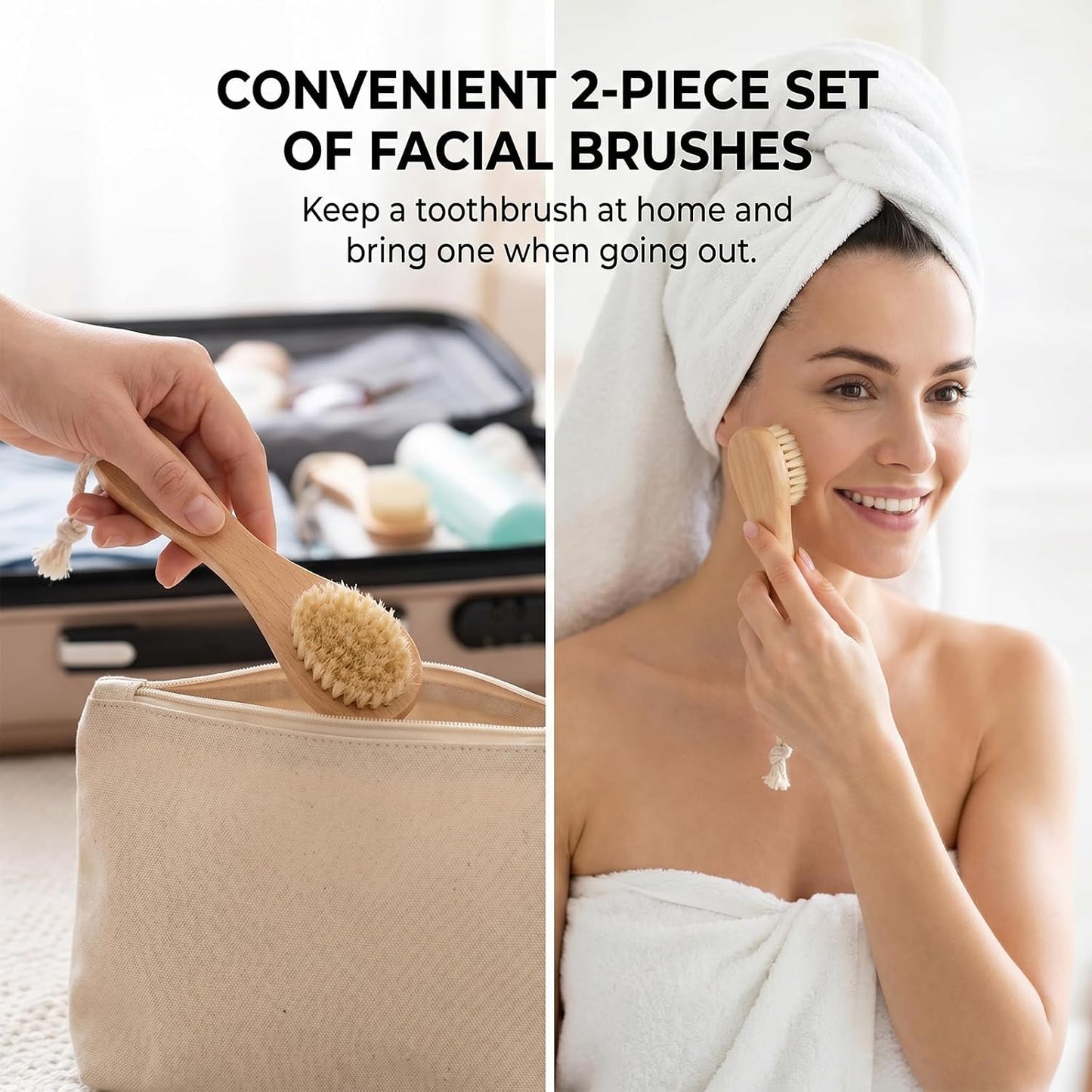 Dry Brush for Face Wooden Facial Brush | Cleansing Exfoliating Face Brushes Wood Handle Facial Cleanser for Skin Care Body Cleaning Exfoliating Neck Chest Nails