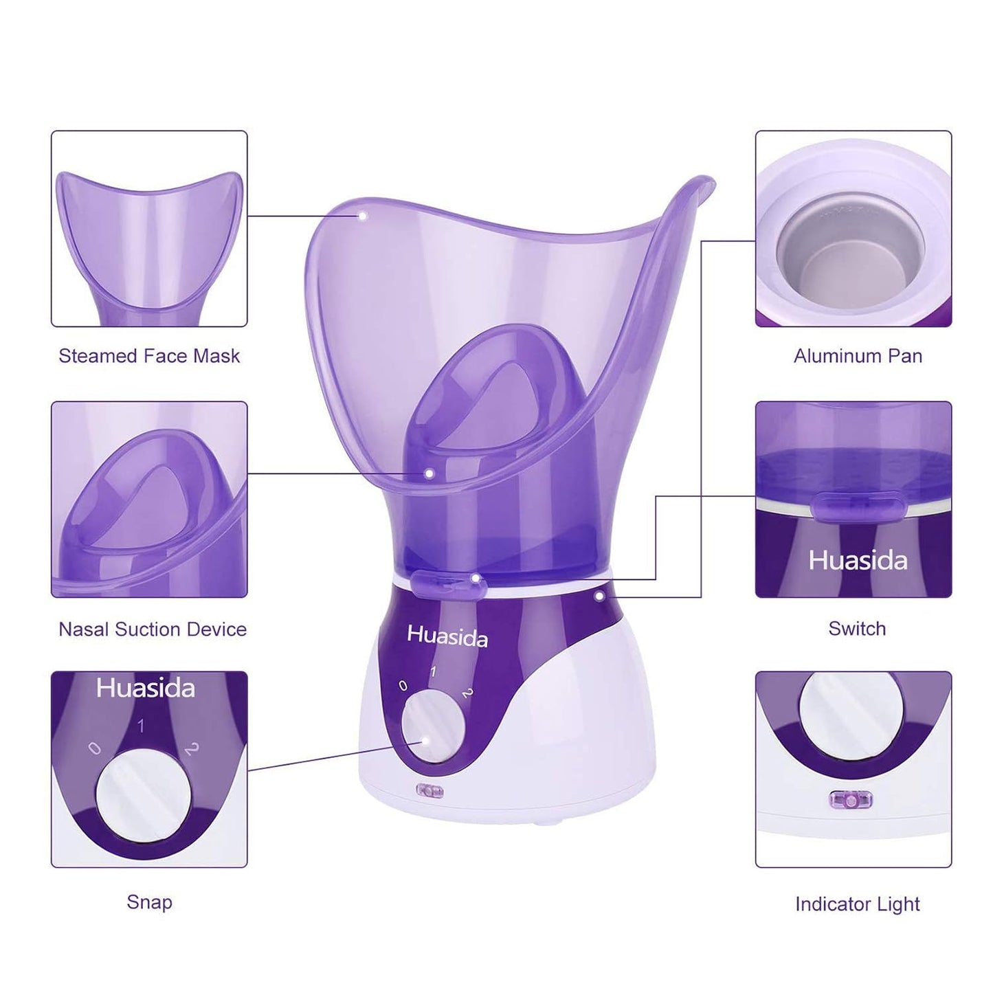 Facial Steamer Personal Steam Inhaler Sauna Facial Steamer Hot Mist Moisturizing Beauty Instrument Rejuvenate and Hydrate Your Skin (Purple)