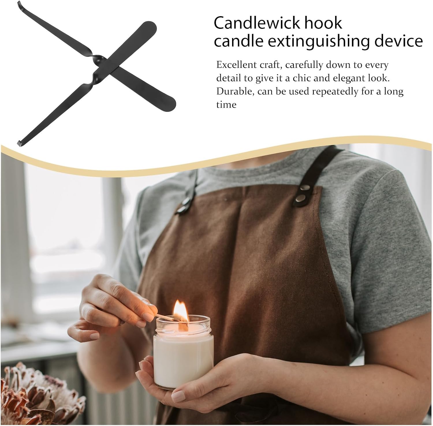 SUPVOX 3pcs Stainless Steel Candle Wick Extinguisher and Wick Dipper Tool Set Black Metal Candle Snuffer for Flame Control and Accessories