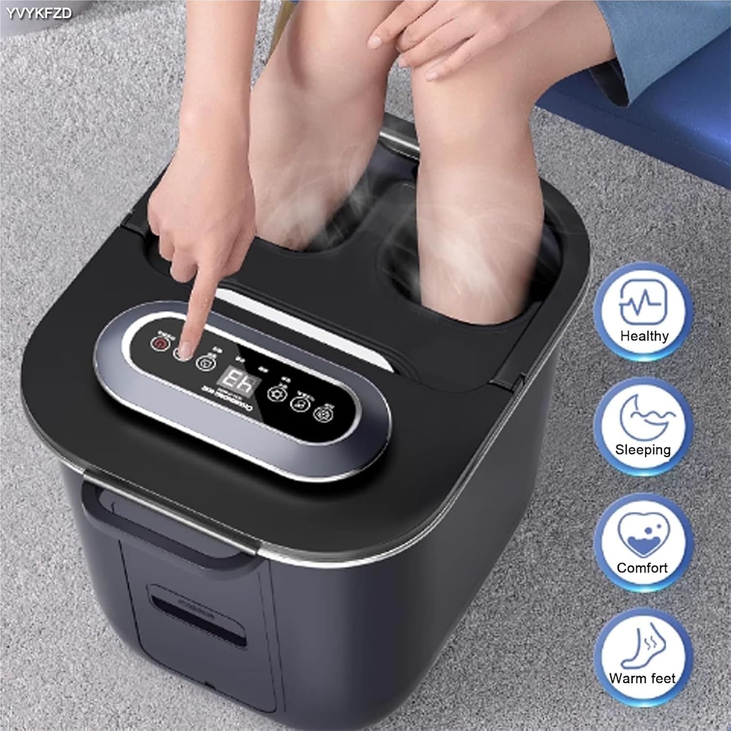 Foot Spa Bath Massager with Heat， Portable Foot Bath Basin Soak Tub with Handle Heat Temperature Control Bubbles