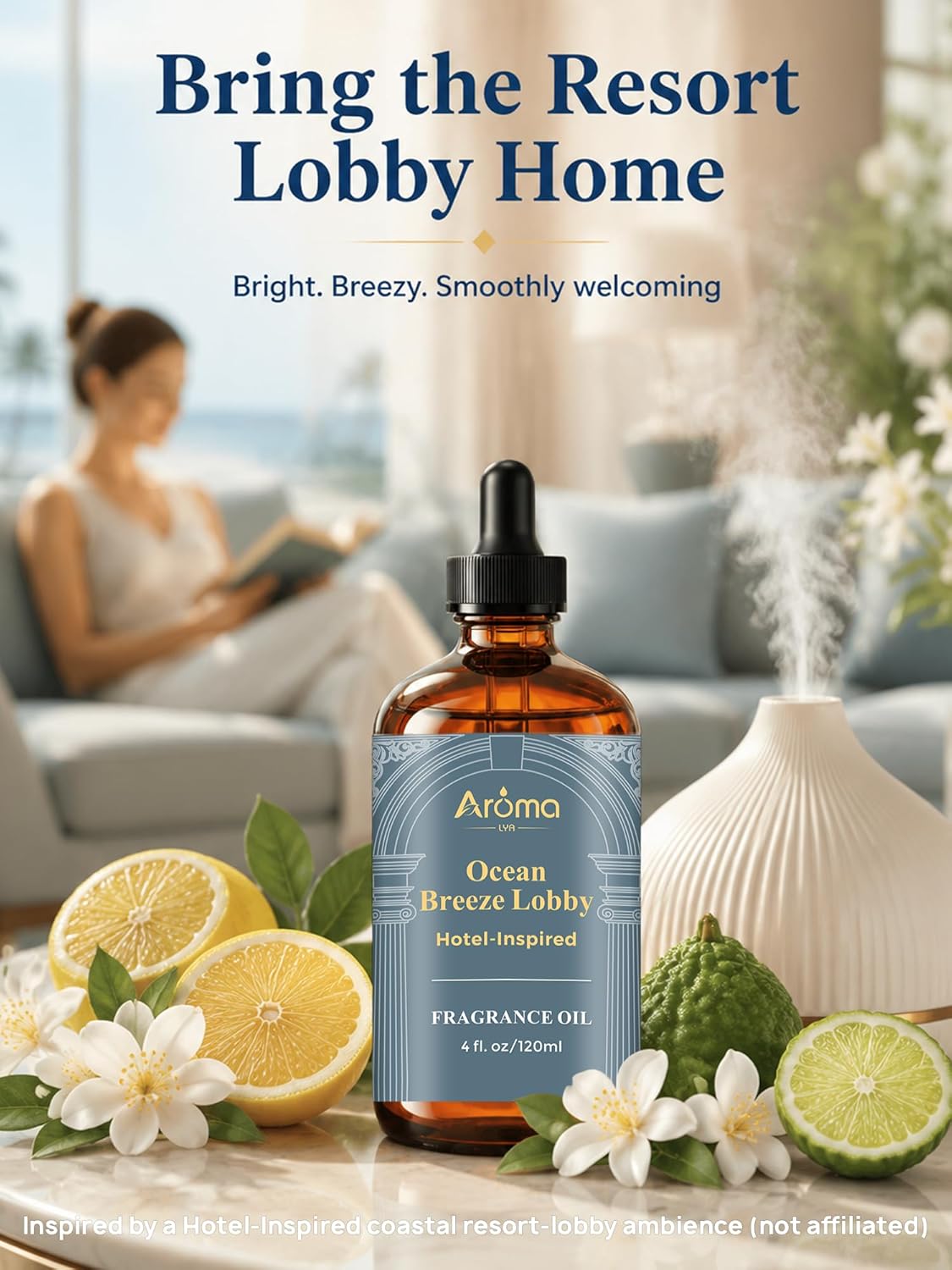 Ocean Breeze Lobby — a Hotel-Inspired Fragrance Oil that Feels Like a Coastal Resort Lobby, Diffuser Oil for Home for Diffusers and Crafting