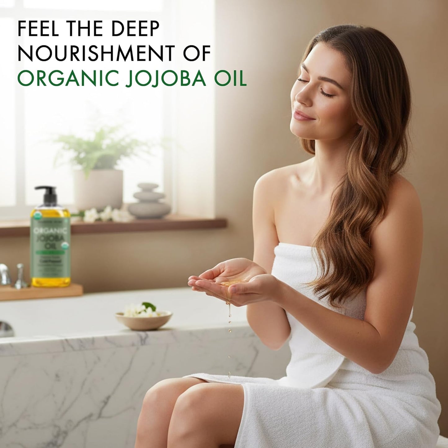 Majestic Pure Oil - 100% Pure and Natural- Cold Pressed & Hexane Free Natural Hair Growth Oil for Eyelashes, Eyebrows, Skin, Body, Face, Nails & Scalp - USDA Organic Jojoba Oil 8 Fl Oz