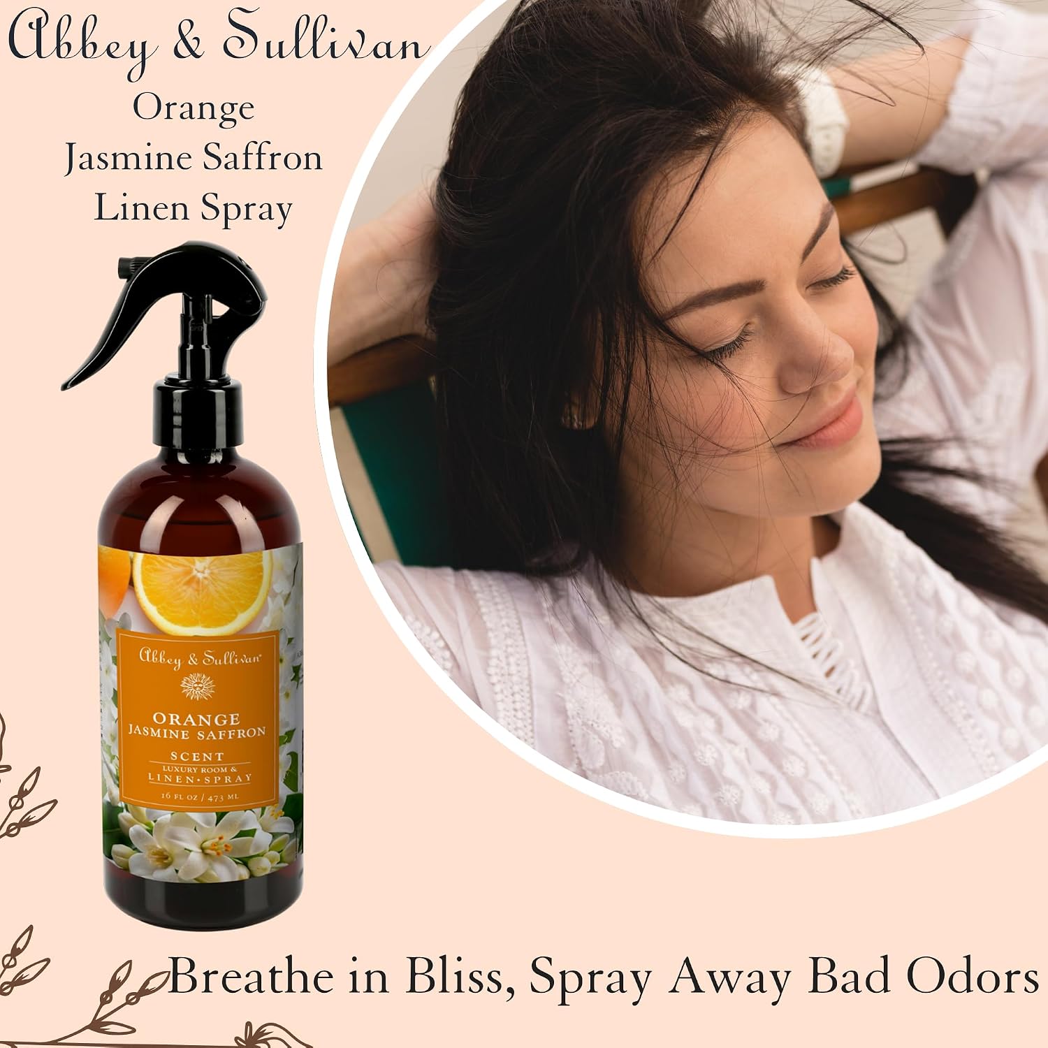 Abbey & Sullivan Linen Spray, Orange Jasmine Saffron, 16 oz