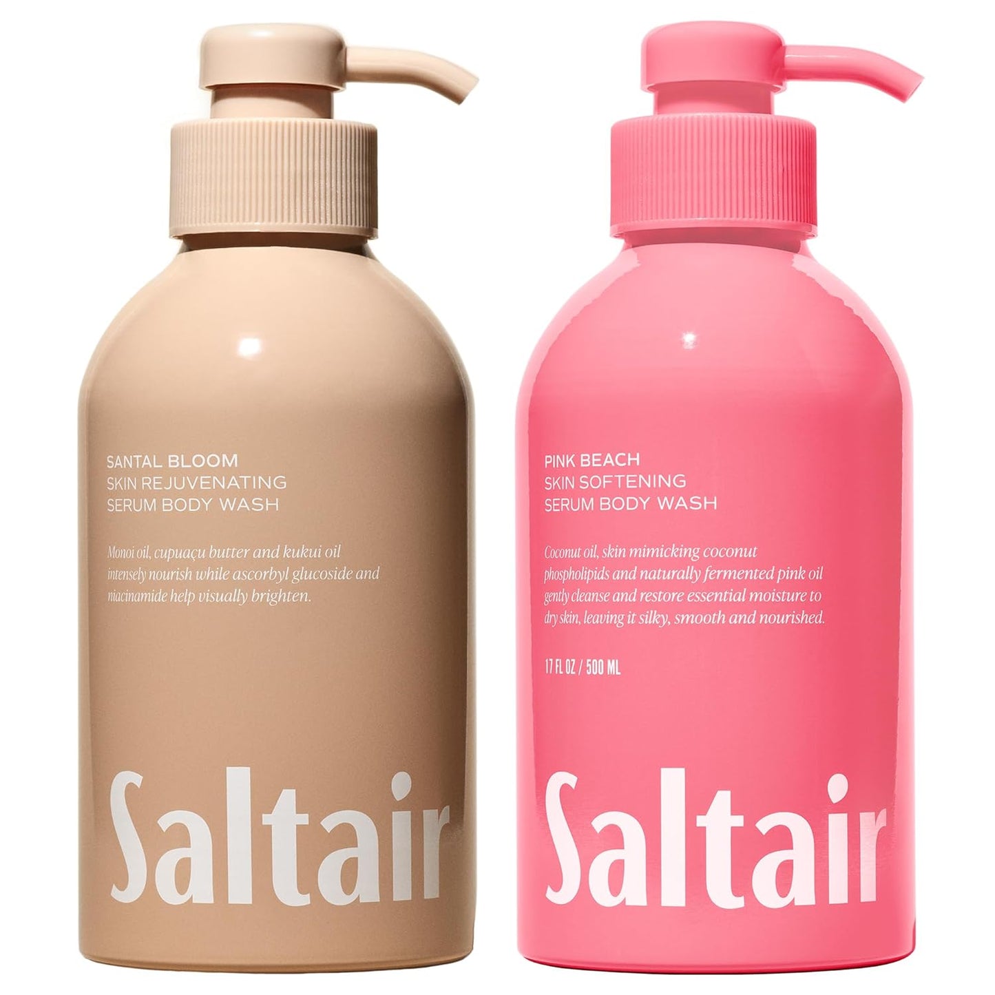 Saltair Body Wash Variety Pack – Signature Scents: Santal Bloom & Pink Beach – Moisturizing Body Wash – Scented Shower Gel for Women and Men – 2x 17oz – Paraben & Cruelty-Free