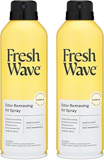 Fresh Wave Lemon Odor Eliminator Spray & Air Freshener, 8 oz. | Pack of 2 | Non-Aerosol, Fine Mist | Safer Odor Relief | Natural Plant-Based Odor Eliminator | For Furniture, Fabrics & Trash