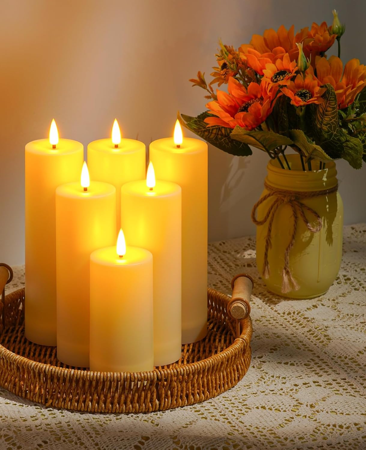 12 Pack Outdoor Waterproof Battery Operated Fake flameless LED Candles Set with Remote Control Timer, Warm White Decorative Candles for Patio Garden Wedding Table Centerpiece Home Decor