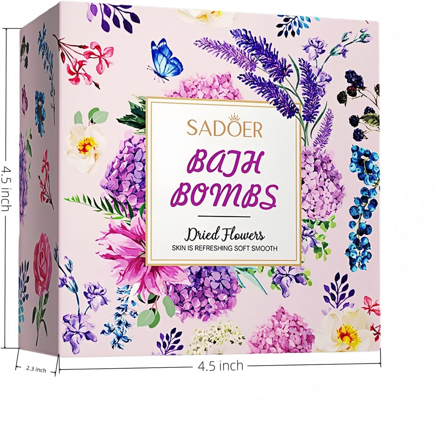 Handmade Bath Bombs Gift Set 4-Pack Handmade Spa Fizzies with Dried Flowers, Shea Butter & Essential Oils for Women, Relaxing & Moisturizing Self Care Kit.