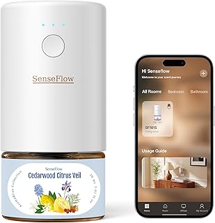 Essential Oil Diffuser for Home, Smart Waterless Aromatherapy Diffuser SF101S Pro, Plug in Room Scent with Timer & 120-Day Natural Aroma, Covers 1000 Sq Ft – Free 30ml Cedarwood Citrus Veil
