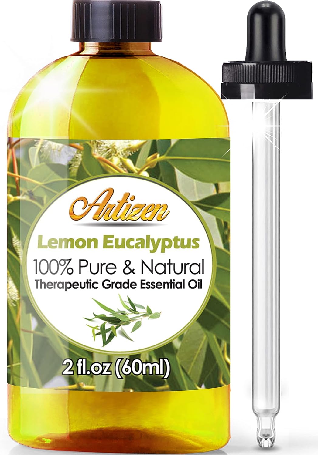 Artizen Lemon Eucalyptus Essential Oil Therapeutic Grade – Large 2oz Bottle for Aromatherapy & Topical Use – (Pure & Natural)