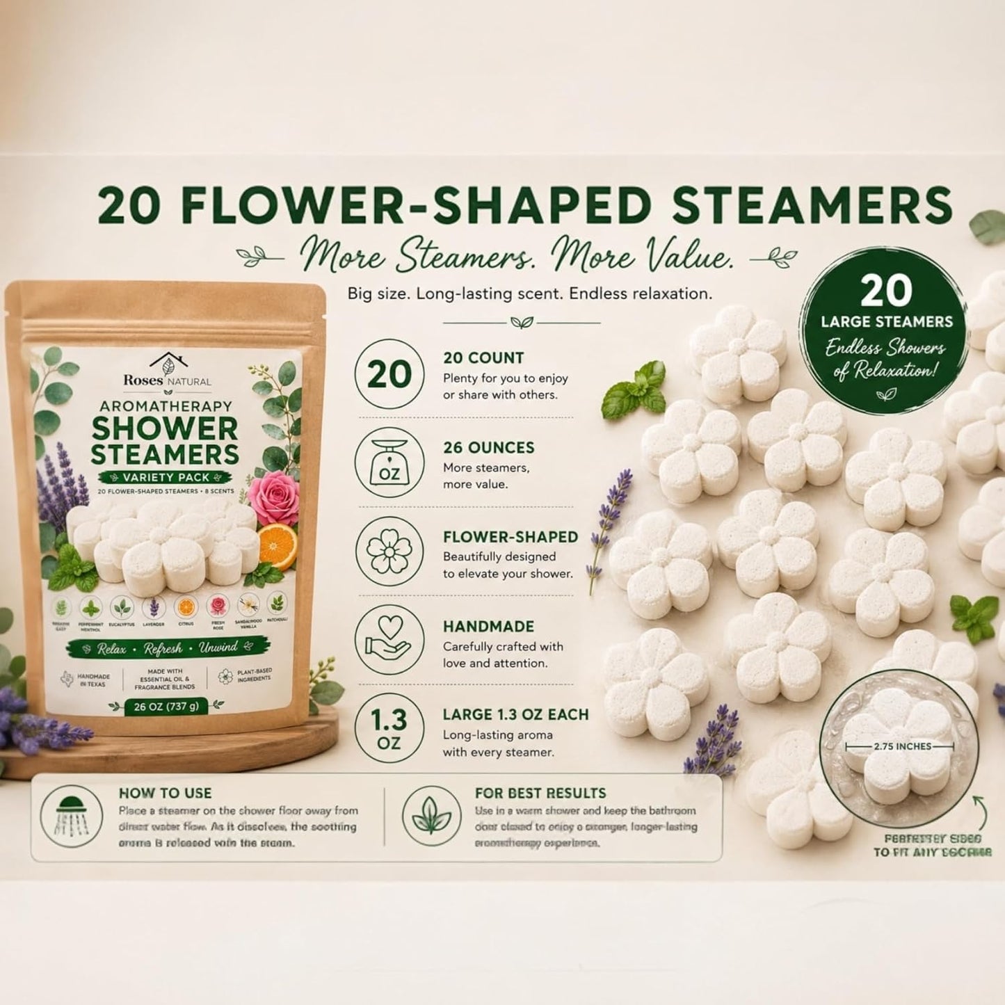 Shower Steamers Aromatherapy Variety Pack – 20 Count, 8 Scents | Gifts for Women, Self Care Spa Gift Set