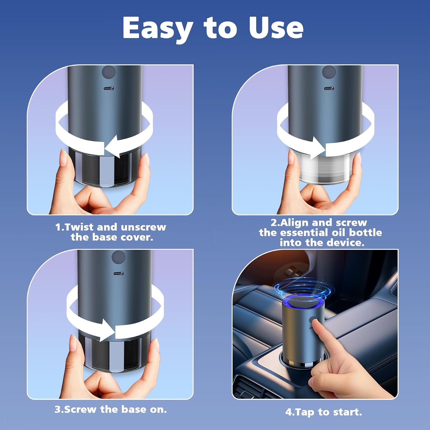 Smart Car Air Freshener, Car Air Freshener Diffuser with 100ml Perfume, Auto On/Off Intelligent, Rechargeable Aroma Diffuser,Auto Two Spray Modes, Cologne Scent, Light Fragrance Type (Cologne)