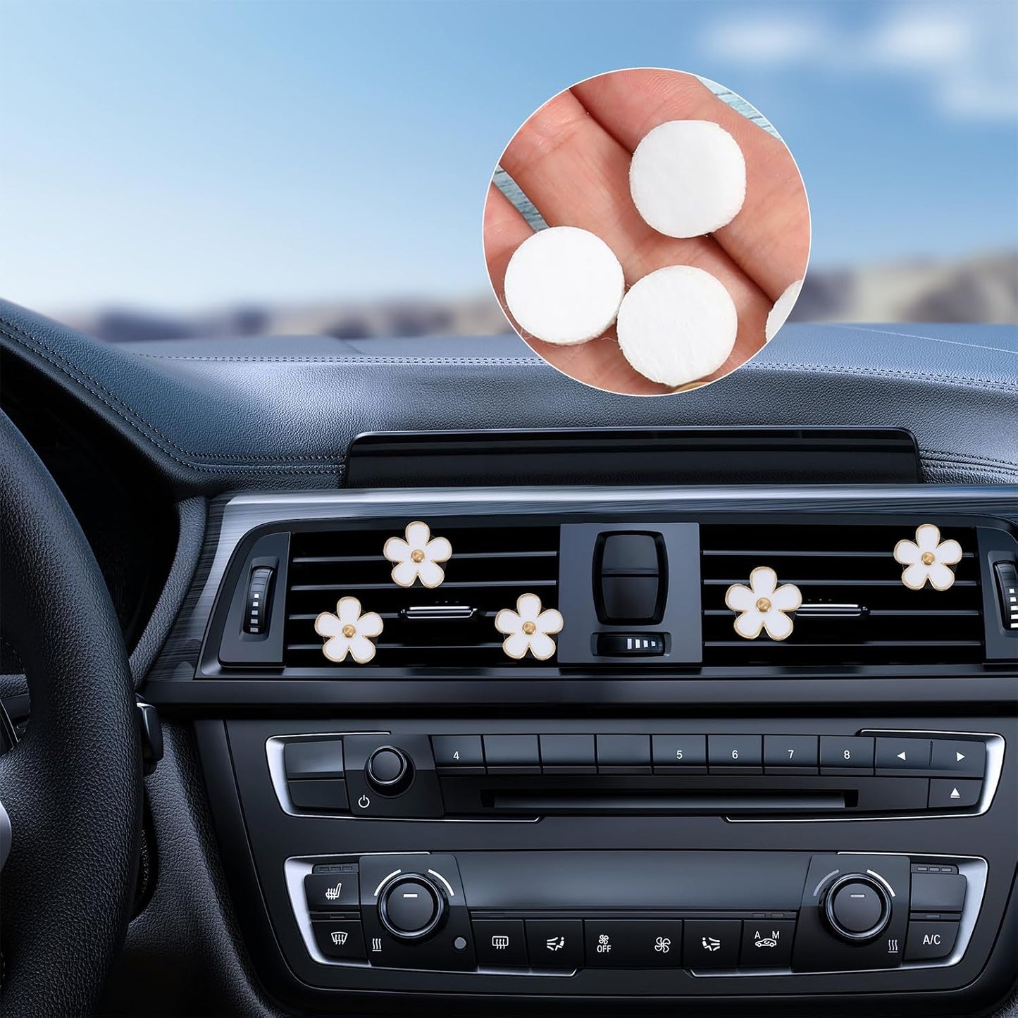 100 PCS Air Filter Scent Pads, 0.67in/17mm Essential Car Air Freshener Refill Felt Pads Unscented White Custom Car Airs Vent Clip Replacement Scent Pad Perfumes Refill Tablets for Cars Diffuser