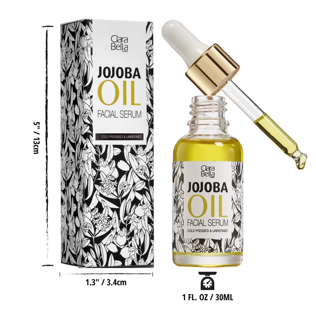 Organic Jojoba Oil Face Serum, Anti Aging Serum, Wrinkle Reduction, ​Vitamin E, Skincare Facial Serum Reduces Dry Skin, Acne Scars, Pimples, Rosacea, Eczema Psoriasis, Seborrheic Dermatitis