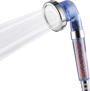 Detachable Ionic Filter Shower Head, High Pressure Showerhead with 3 Setting, Water Saving and Purify Water Quality, Stone Filter Beads Handheld Shower for Dry Hair and Skin Spa