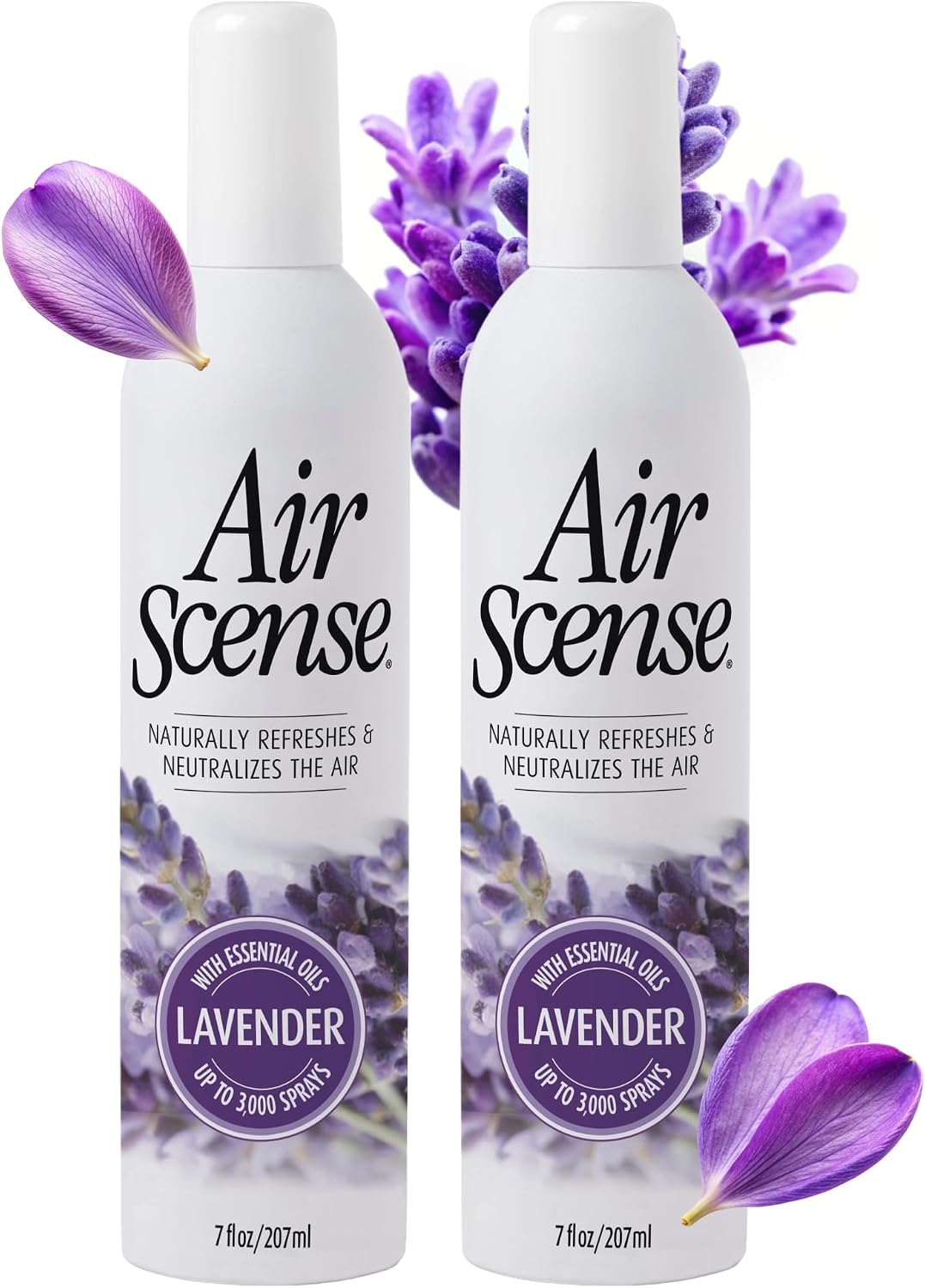 Air Scense Air Freshener Deodorizer Room Spray for Bathroom & Home, Essential Oils, Natural Lavender- 7 fl oz (2-Pack)