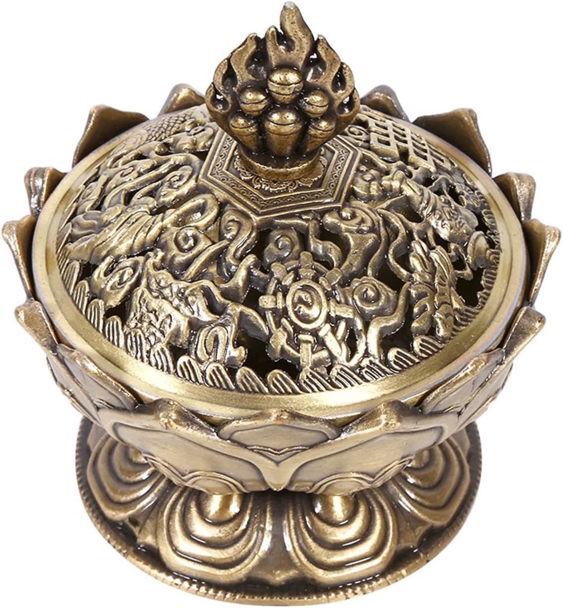 Watris Veiyi Classic Lotus Incense Burner, Vintage Charcoal Incense Burner, Lotus Incense Holder for Stick and Cone Incense 2.71 X 2.76inch / 6.9 x 7cm