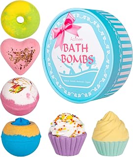 Aofmee Bath Bombs, 6 Natural Bath Bomb Gift Set for Women Kids Girls, Handmade Bathbombs for Bubble Spa Bath, Birthday Mothers Day Gifts Ideal for Her/Him, Wife, Girlfriend