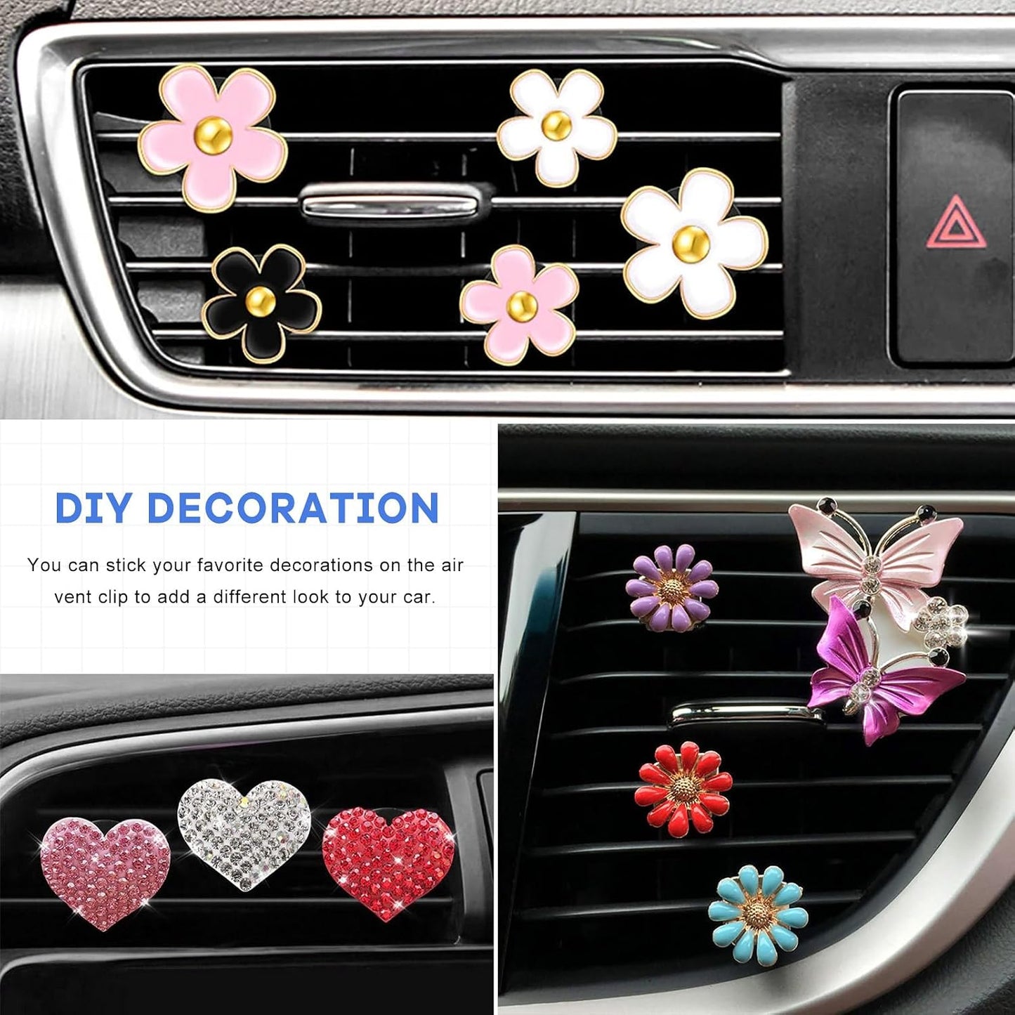 20 PCS Car Metal Air Vent Clips, Auto Air Conditioner Outlet Clip with Round Plastic Slot Head, DIY Freshener Perfume Vent Clamp Replacement for Vehicle Office Home