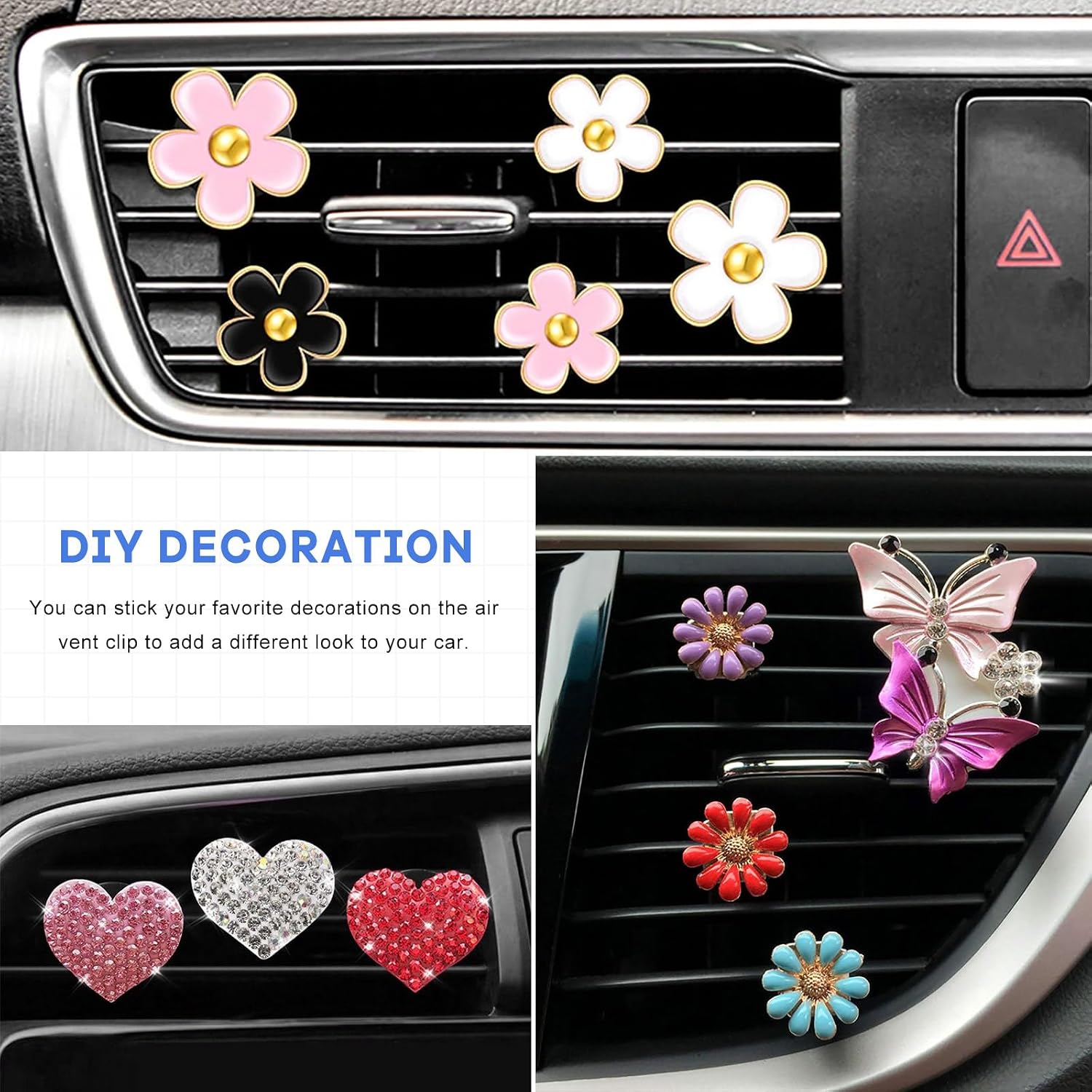20 PCS Car Metal Air Vent Clips, Auto Air Conditioner Outlet Clip with Round Plastic Slot Head, DIY Freshener Perfume Vent Clamp Replacement for Vehicle Office Home
