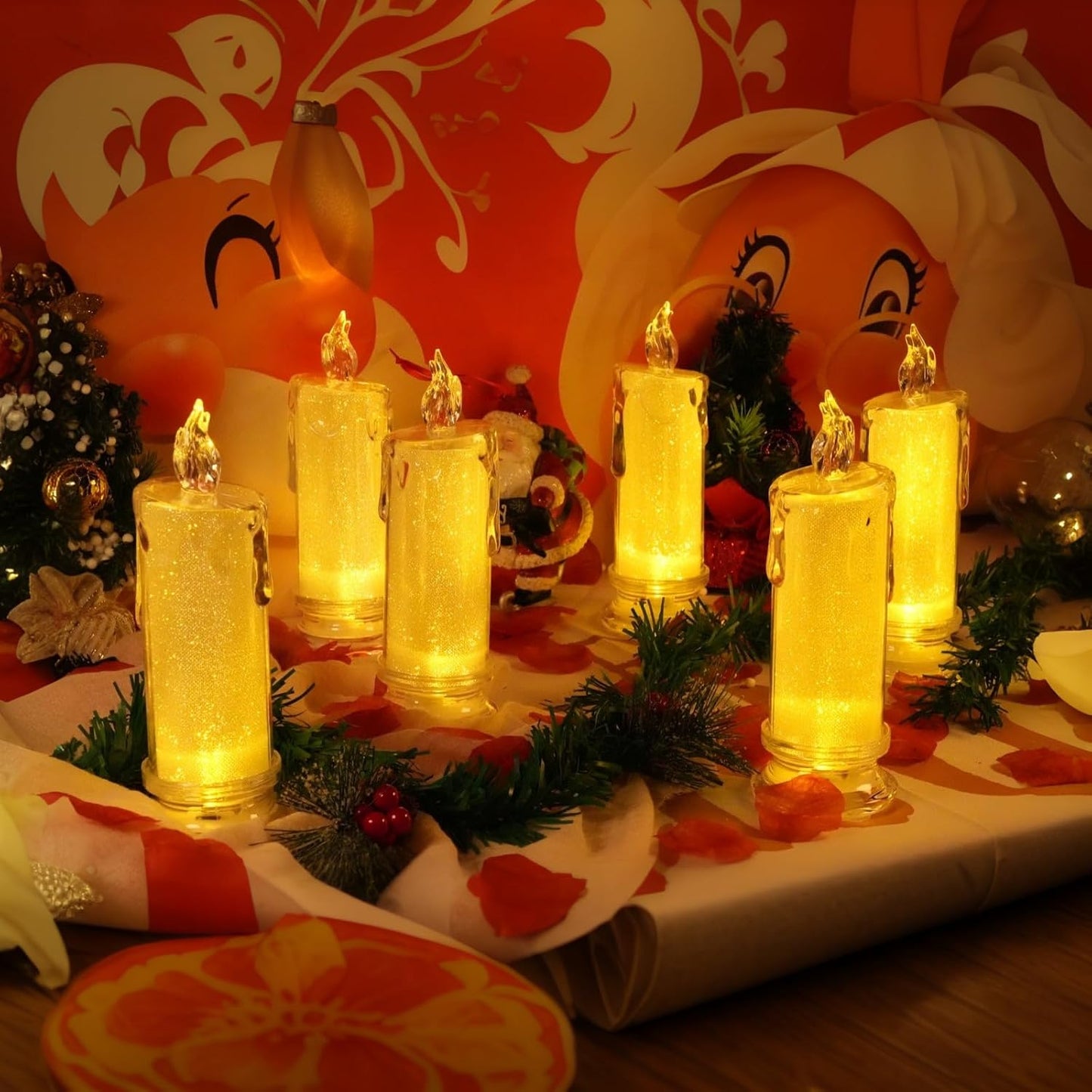 HAIDOLIANGE 6PCS Led Candles,Flameless Candles Battery Operated, Pillar Fake Candles,Velas Artificiales para Decoration for Valentine's Wedding Christmas Table Decorations (D2.5 x H7)