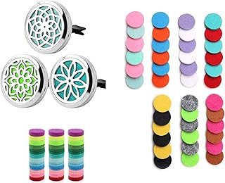 3 PCS Essential Oil Car Diffuser Vent Clips + 42pcs Replacement Refill Pads