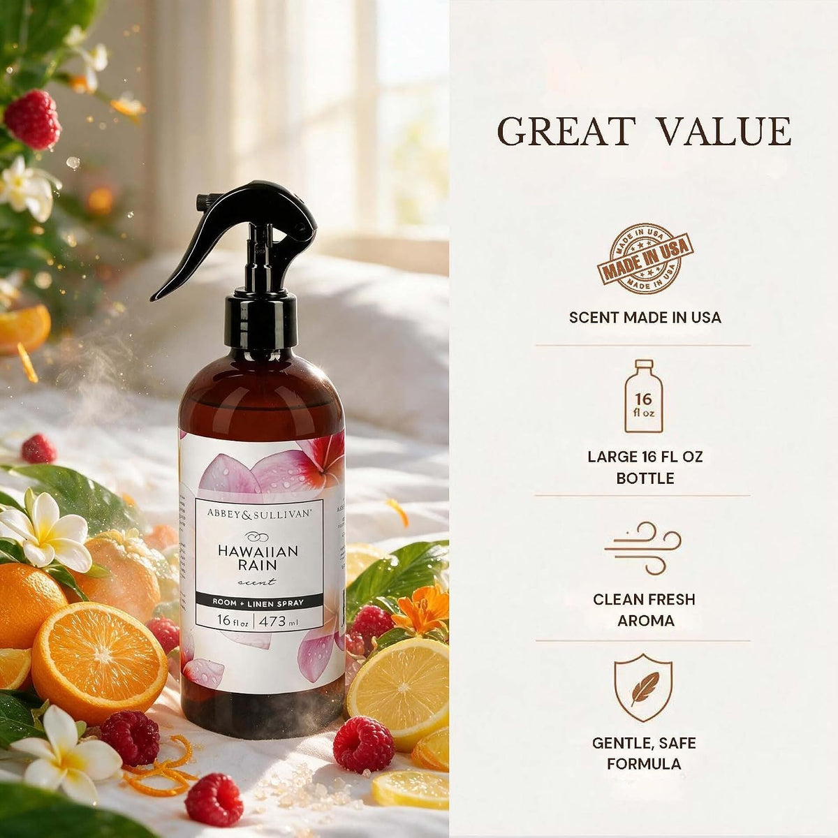 Abbey &amp; Sullivan Linen Spray, Hawaiian Rain, 16 oz