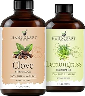 Handcraft Blends Bright & Bold Set: Lemongrass and Clove Essential Oils – (2 x 4 Fl Oz) – 100% Pure & Natural – for Diffuser, Aromatherapy, and DIY Projects