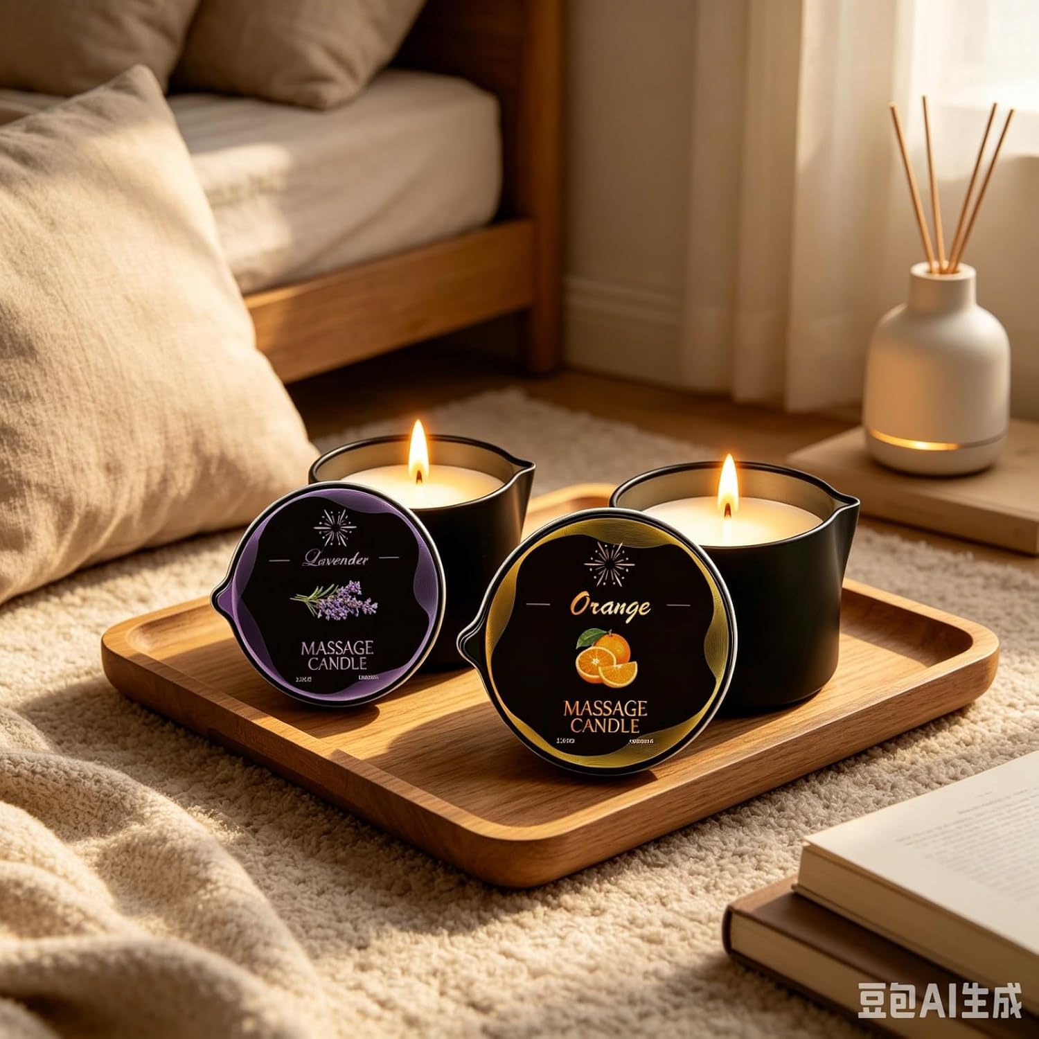 3 Pack Massage Oil Candles Set Low Temperature Soy Wax Candles for Therapy Spa Therapy Body Oil, Relaxation & Skin Moisturizing, Scents Gift,Stress Relief - (2.35oz, Lavender, Tangerine, Peach)