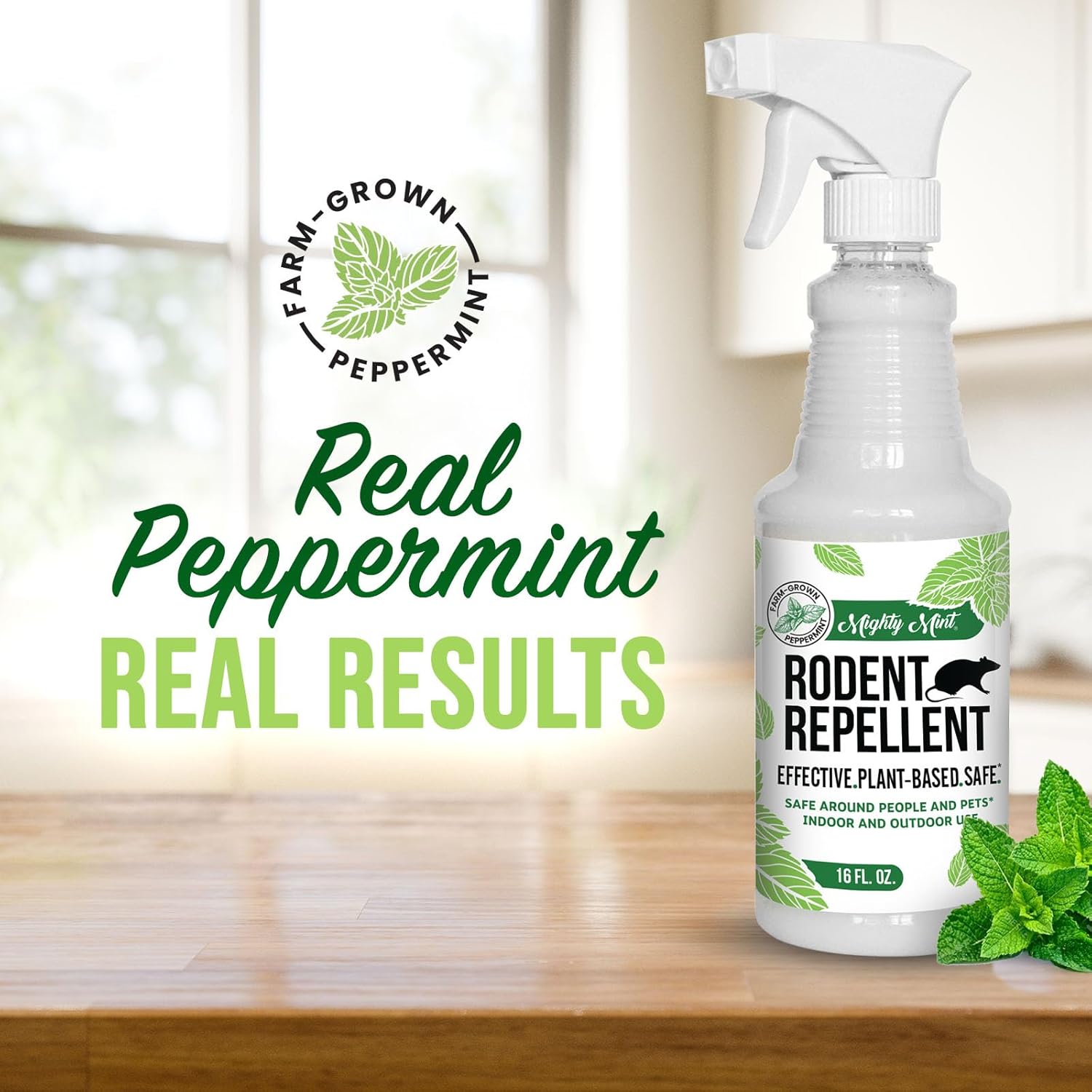 Mighty Mint Peppermint Oil Rodent Repellent Spray – Natural Indoor & Outdoor Control for Mice and Rats – Plant-Based, Extra-Strong Formula - 16 oz