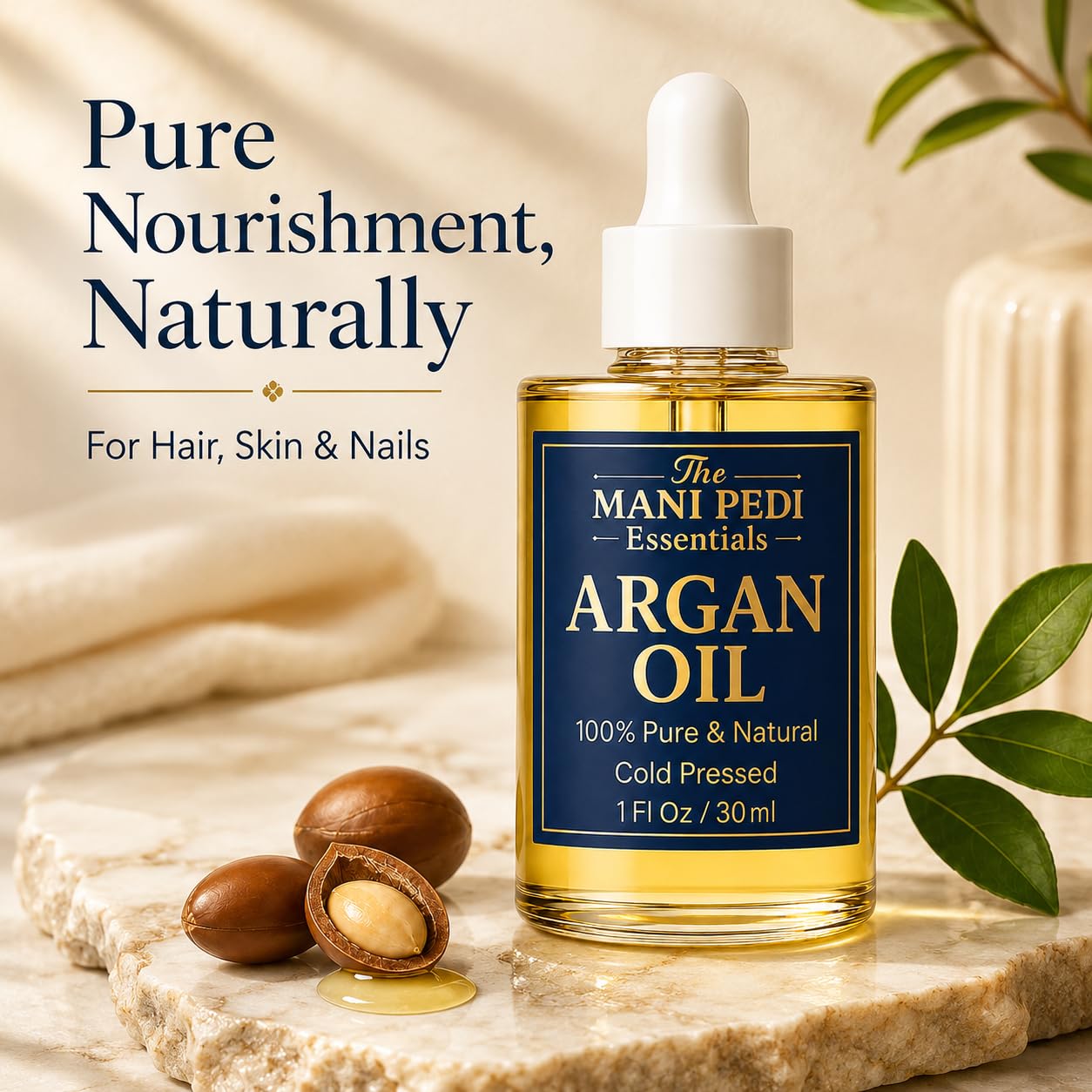 TMPE Argan Oil for Hair & Skin – 100% Pure Cold-Pressed Argan Oil, Lightweight Non-Greasy Hair Oil for Dry Damaged Hair, Face & Body Moisturizing Oil, Daily Use – 1 fl oz