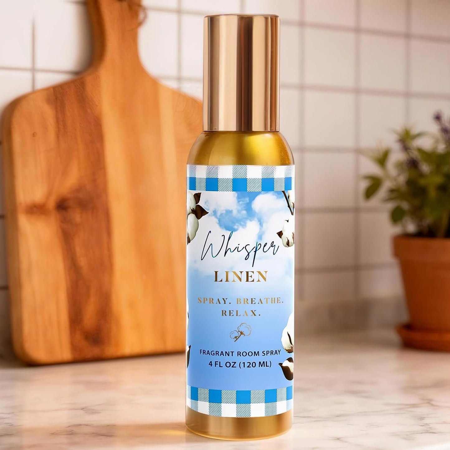 Room Spray, Whisper Linen, 4 fl oz, Air Freshener for Home, Long-Lasting Odor Eliminator for Bathroom and Office