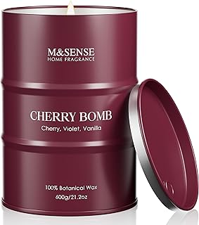 M&SENSE Cherry Bomb Scented Candles, Large Sweet Candle for Home Scented, Natural Soy Wax Candle, Candles Gifts for Women, 21.2 oz 120 Hours Burn