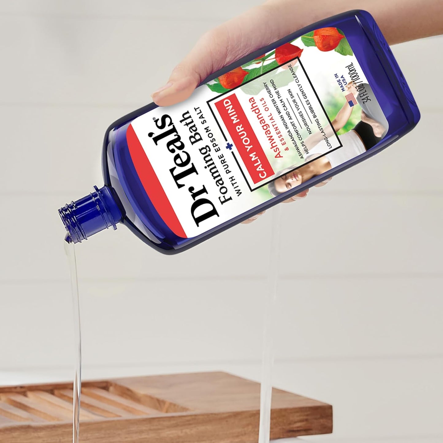 Dr Teal's Foaming Bath with Pure Epsom Salt, Ashwagandha, 34 fl oz (Pack of 4)