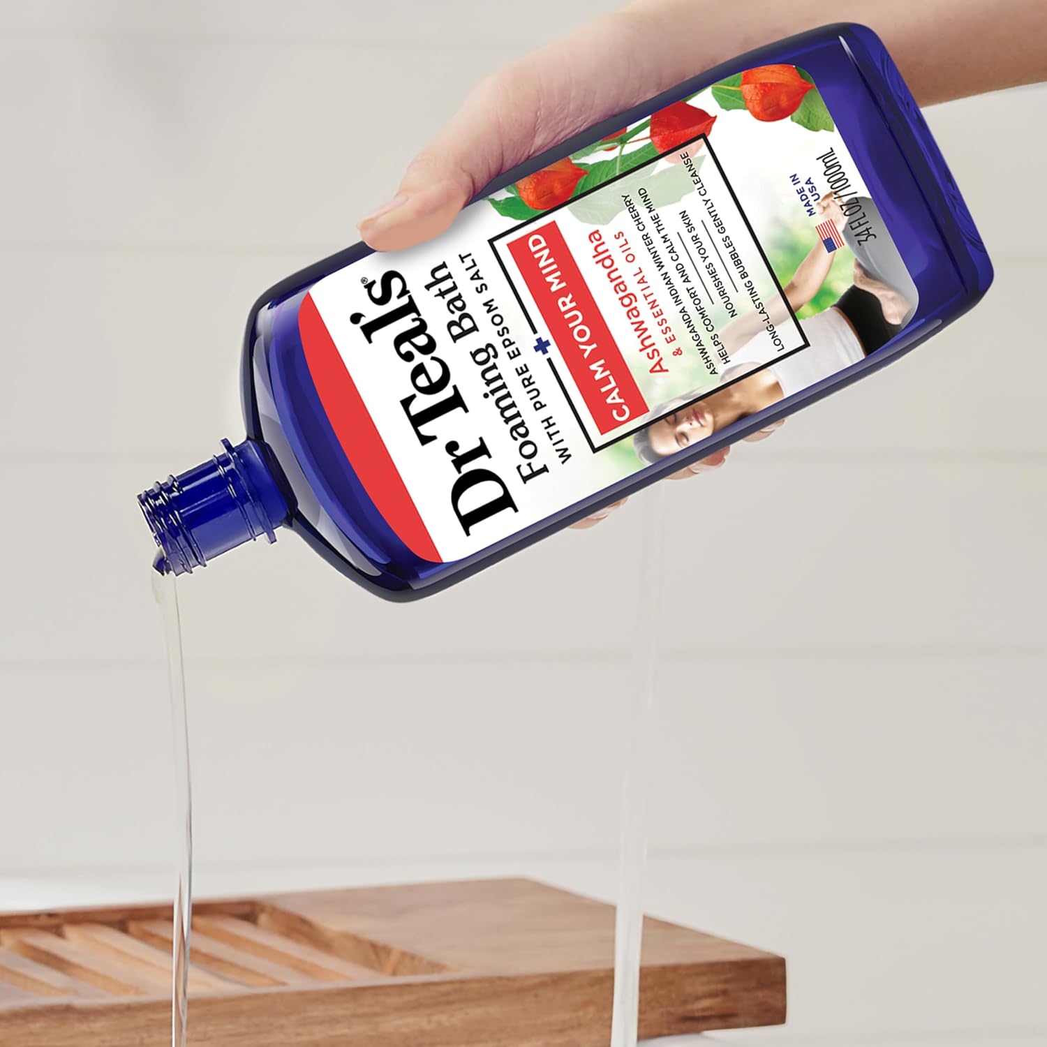 Dr Teal's Foaming Bath with Pure Epsom Salt, Ashwagandha, 34 fl oz (Pack of 4)