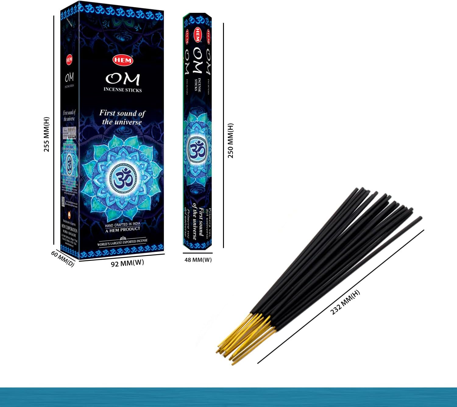 Hem OM Incense Sticks (120 Sticks, 6 Boxes Inside) - 9 Inches Long, 20g per Box - Perfect for Meditation, Rituals & Cleansing.