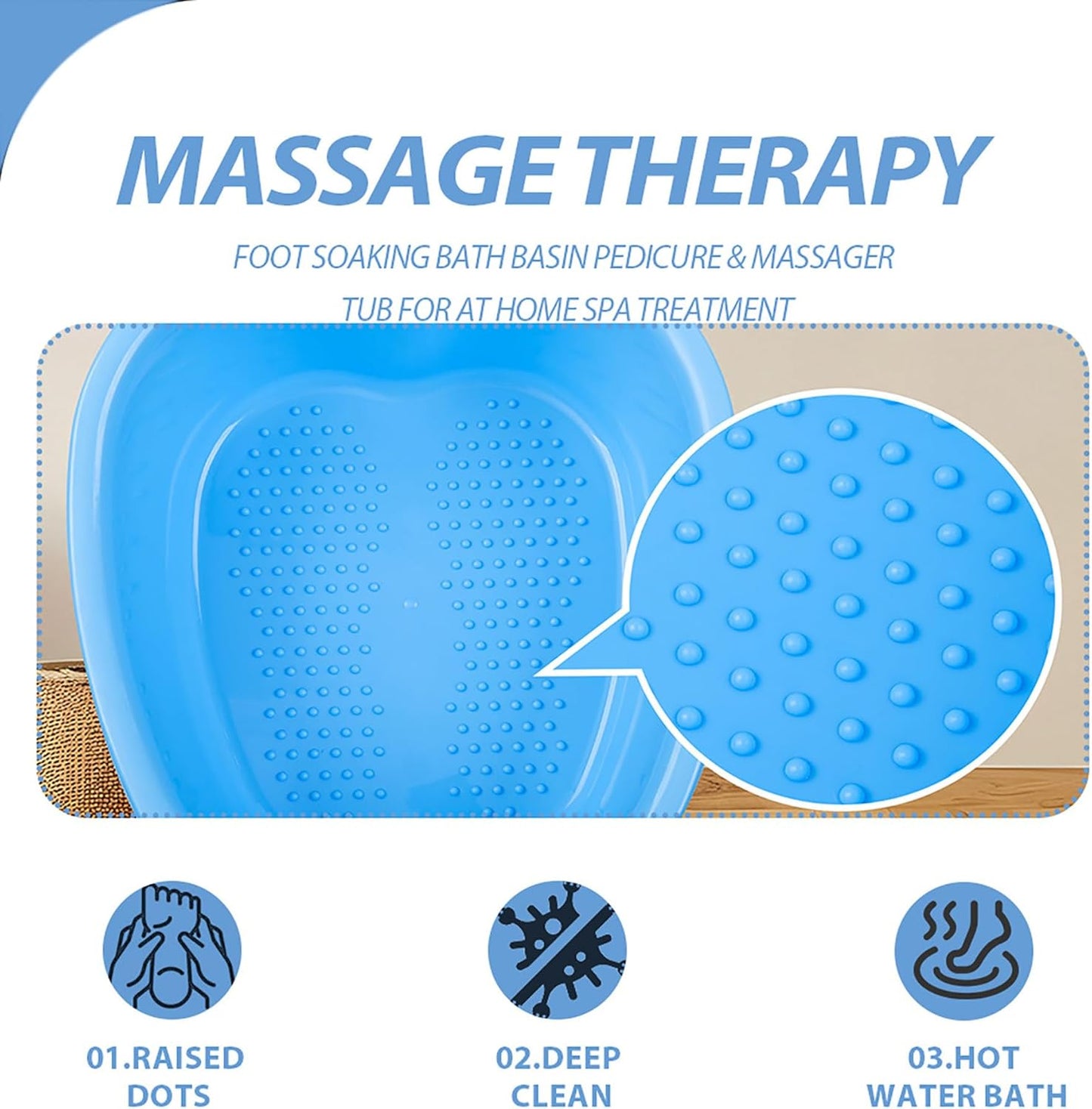 JOYMAY Foot Soaking Bath Basin, Soaking Tub, Large Basin, Feet Pedicure|Foot Massager, Ideal for Relaxation & Stress Relief - Perfect for Home & Spa Use (Blue)