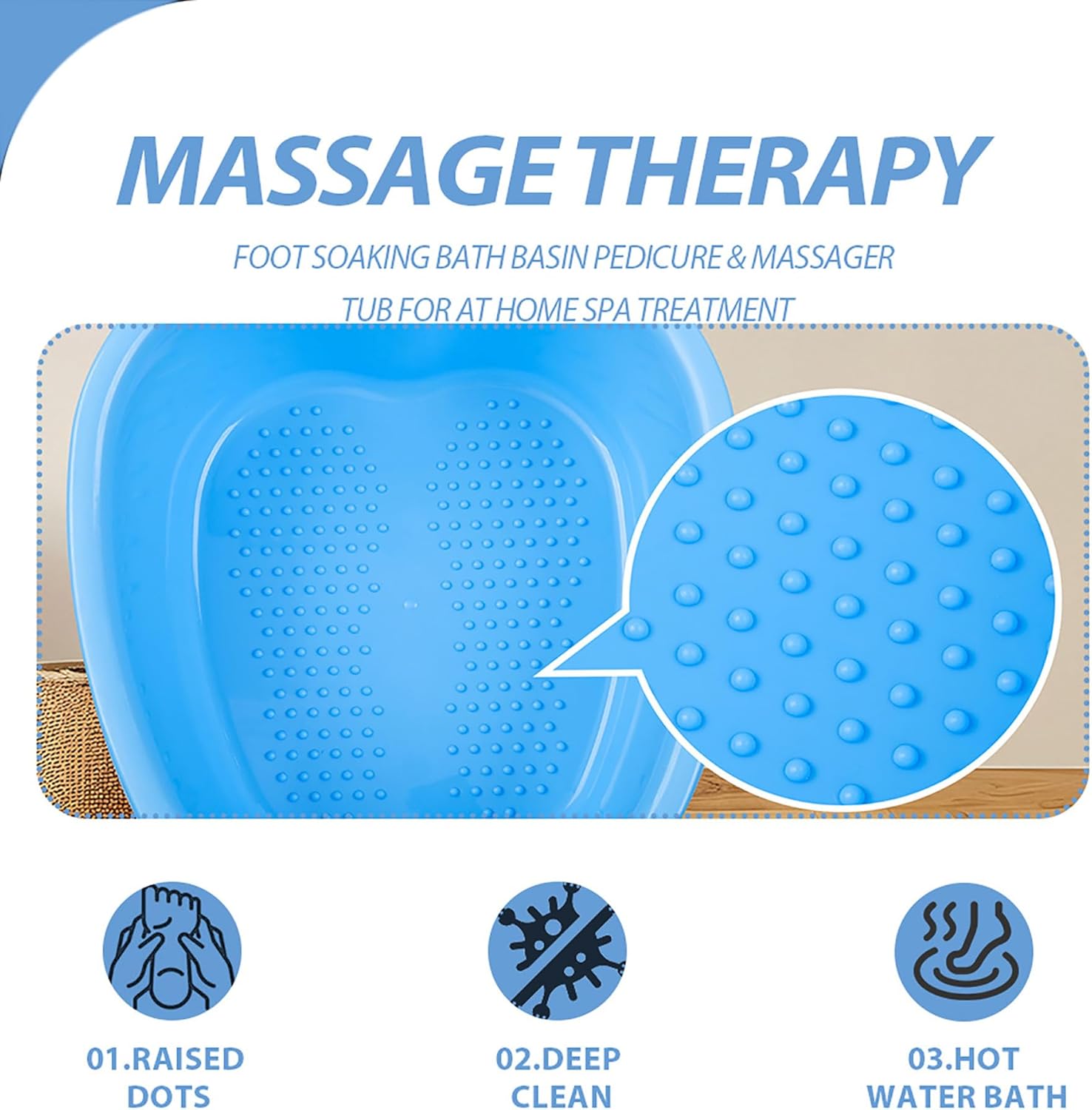 JOYMAY Foot Soaking Bath Basin, Soaking Tub, Large Basin, Feet Pedicure|Foot Massager, Ideal for Relaxation & Stress Relief - Perfect for Home & Spa Use (Blue)
