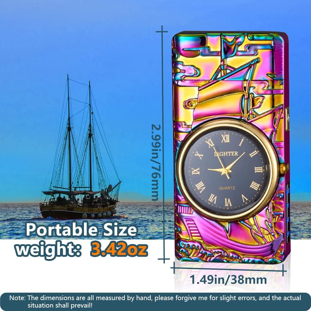 GADATOP Sail Lighter - Plasma & Arc Electric Lighter, Windproof & Fashionable, USB Rechargeable, Multi-Sail Design with Real Watch Dial LED Lighting