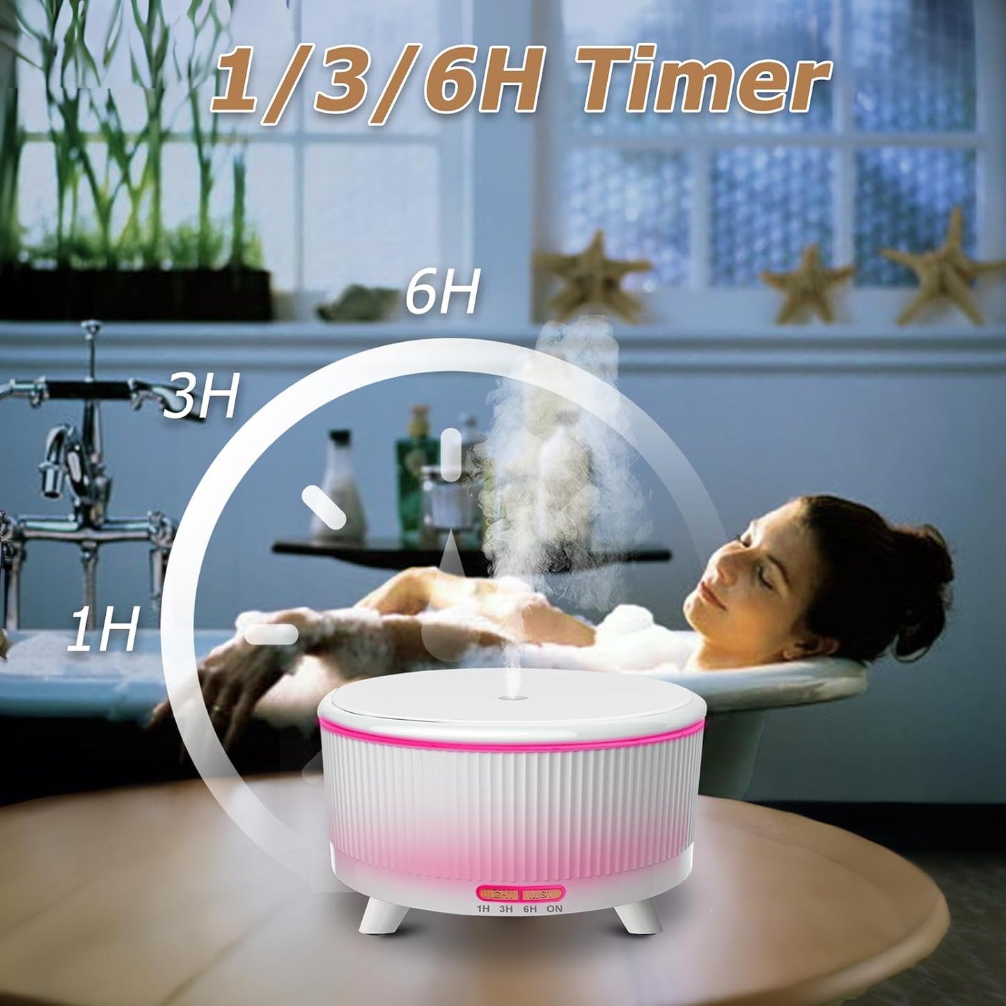 Essential Oil Diffuser for Large Room 500ml,Diffusers for Home with R/C,Aromatherapy Diffuser Waterless Auto Off,Cool Mist Humidifier 7 Colors Light & 3 Mist Modes for Bedroom Women Office White