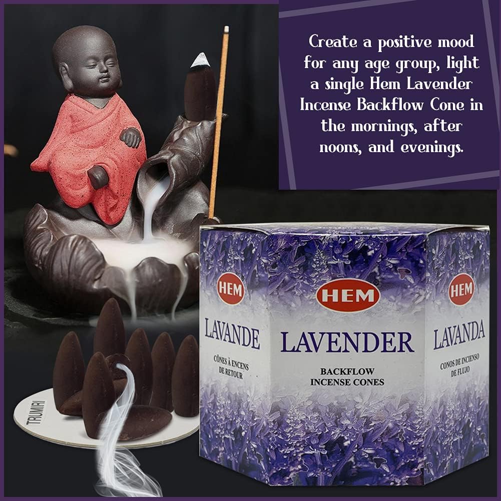 TRUMIRI Lavender Incense Cones (40 pieces, 2 sets of 20) for Waterfall & Fountain