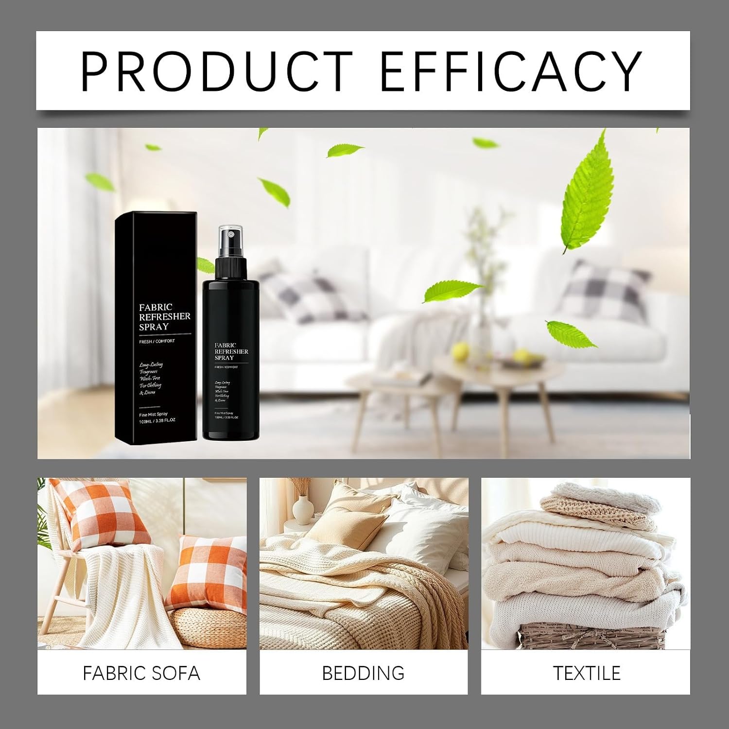 Long-Lasting Fabric Refresher and Room Spray, Odor Eliminating Fabric & Home Spray, Long-Lasting Fresh Scent, Pet-Friendly Formula, for Clothes, Curtains, Rugs, Bedding, 100ml (1Pcs)