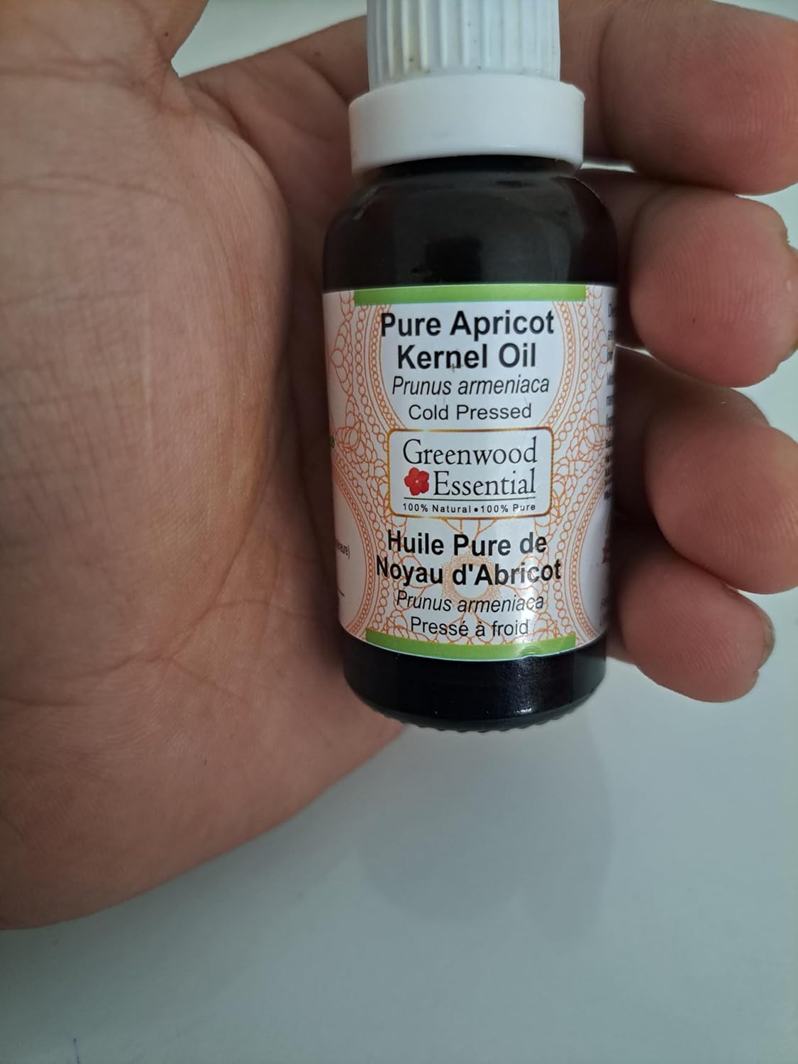 Greenwood Essential Apricot Kernel Oil (Prunus armeniaca) | Cold Pressed | Natural | Undiluted | for Diluting Essential Oils | for Skin & Massage | Men & Women | 30ml (1 oz)